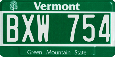 VT license plate BXW754