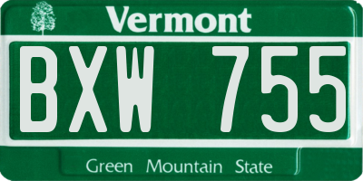 VT license plate BXW755