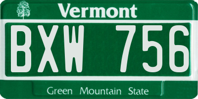 VT license plate BXW756