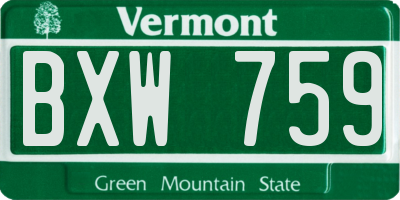 VT license plate BXW759