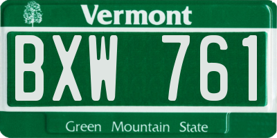 VT license plate BXW761