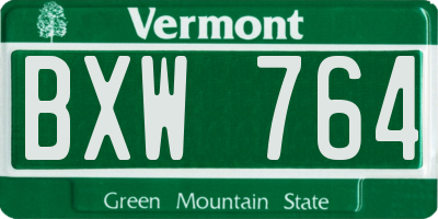 VT license plate BXW764
