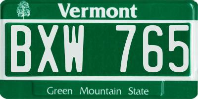 VT license plate BXW765