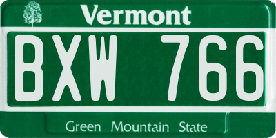 VT license plate BXW766