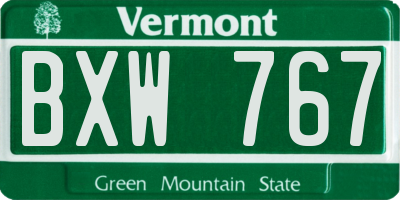 VT license plate BXW767