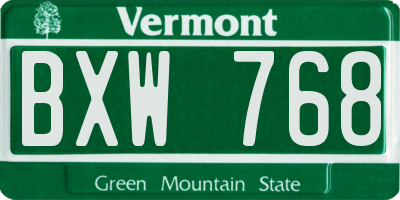 VT license plate BXW768
