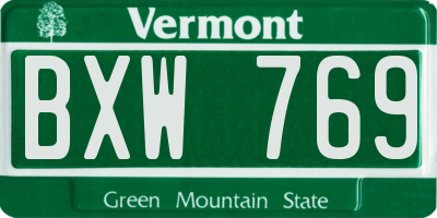 VT license plate BXW769