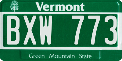 VT license plate BXW773