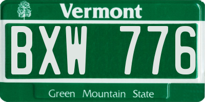 VT license plate BXW776