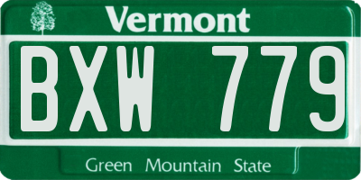 VT license plate BXW779