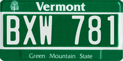 VT license plate BXW781