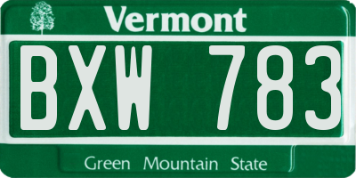 VT license plate BXW783