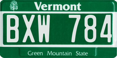 VT license plate BXW784