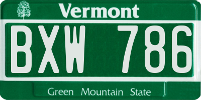 VT license plate BXW786