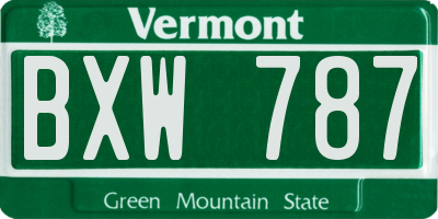 VT license plate BXW787