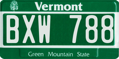 VT license plate BXW788