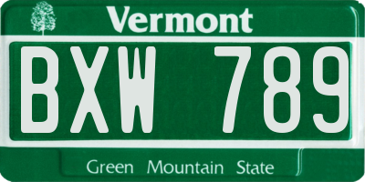 VT license plate BXW789