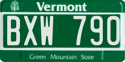 VT license plate BXW790