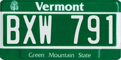 VT license plate BXW791