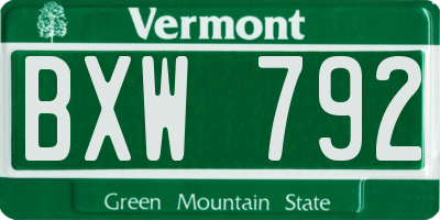 VT license plate BXW792