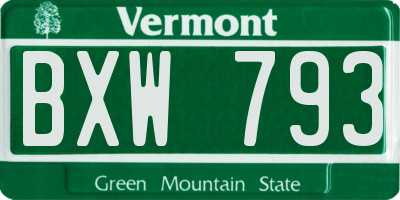 VT license plate BXW793