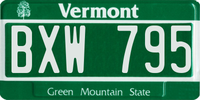 VT license plate BXW795