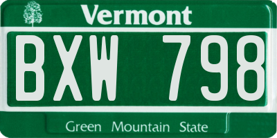 VT license plate BXW798