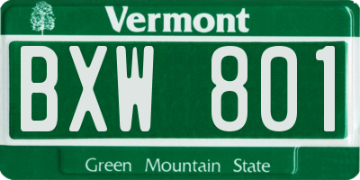 VT license plate BXW801