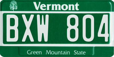VT license plate BXW804