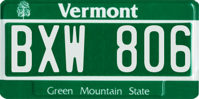 VT license plate BXW806