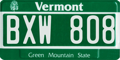 VT license plate BXW808