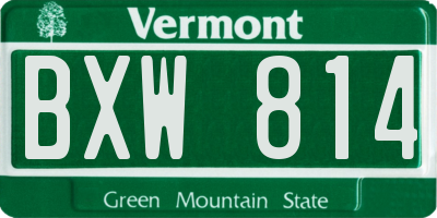 VT license plate BXW814