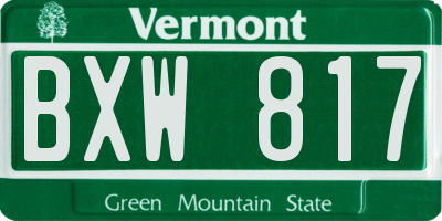 VT license plate BXW817