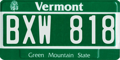 VT license plate BXW818