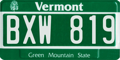 VT license plate BXW819