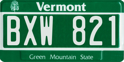 VT license plate BXW821