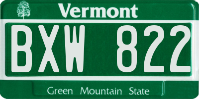 VT license plate BXW822