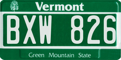 VT license plate BXW826