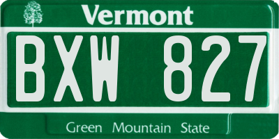 VT license plate BXW827