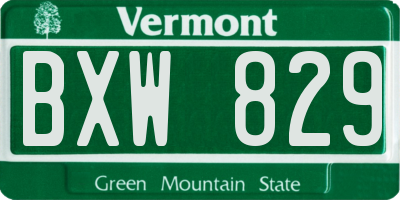 VT license plate BXW829