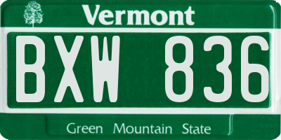 VT license plate BXW836