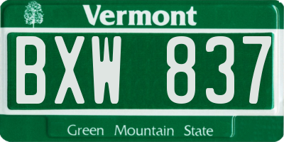 VT license plate BXW837