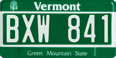 VT license plate BXW841