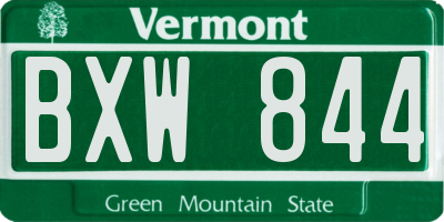 VT license plate BXW844