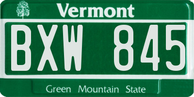 VT license plate BXW845