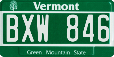 VT license plate BXW846