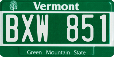 VT license plate BXW851