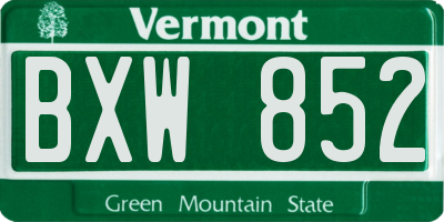 VT license plate BXW852