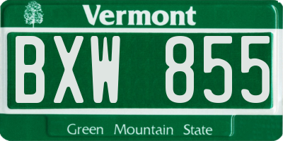 VT license plate BXW855
