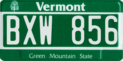 VT license plate BXW856
